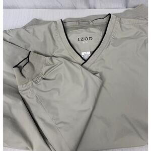 Izod Men's Size L Solid Tan Long Sleeve Lined‎ Windbreaker Jacket w/ Pockets